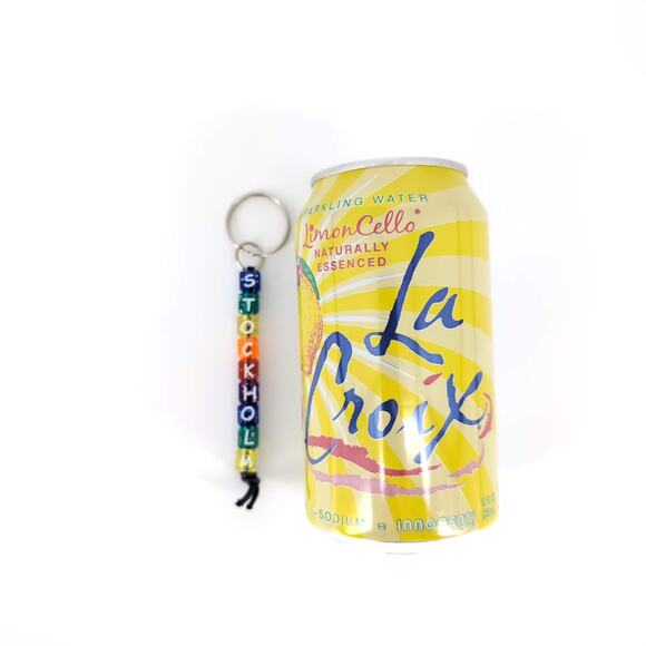 Stockholm Multicolored Neon Sparkly Beaded Souvenir Keychain / Key Ring - New - Picture 2 of 9